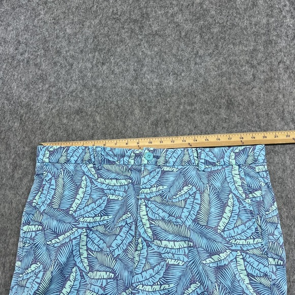 Vineyard Vines Shorts Mens 38 Blue Breaker Short Tropical Leaf Chino Stretch - Picture 11 of 16